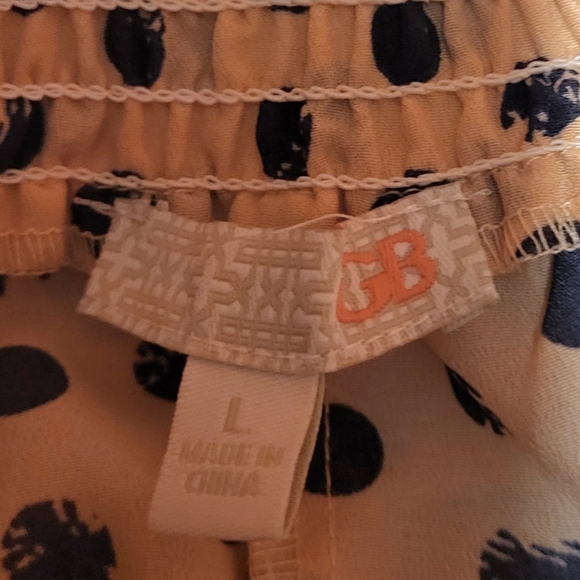 Gianni Bini Peach & Navy Polka Dot Flowy Pants Stretchy Waist Size Large NEW! - Picture 4 of 8